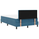LED Box Spring Bed med madras Mørk blå 120 x 190 cm Fløjl