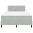 LED Box Spring Bed med madras Lysegrå 120 x 200 cm Fløjl