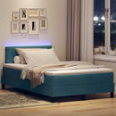 LED Box Spring Bed med madras Mørk blå 120 x 200 cm Fløjl