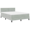 LED Box Spring Bed med madras Lysegrå 140 x 190 cm Fløjl