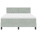 LED Box Spring Bed med madras Lysegrå 140 x 190 cm Fløjl