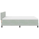 LED Box Spring Bed med madras Lysegrå 140 x 190 cm Fløjl