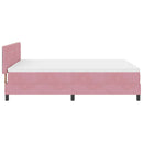 LED Box Spring Bed med madras Lyserød 140 x 190 cm Fløjl