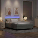 LED Box Spring Bed med madras Lysegrå 140 x 200 cm Fløjl