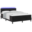 LED Box Spring Bed med madras med LED Sort 140 x 200 cm Fløjl