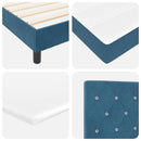 LED Box Spring Bed med hovedgærde Mørk blå 160 x 200 cm Fløjl