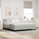 LED Box Spring Bed med madras Lysegrå 180 x 200 cm Fløjl