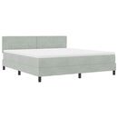 LED Box Spring Bed med madras Lysegrå 180 x 200 cm Fløjl