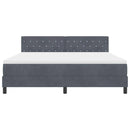 LED Box Spring Bed med madras Mørkegrå 180 x 200 cm Fløjl