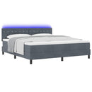 LED Box Spring Bed med madras Mørkegrå 180 x 200 cm Fløjl