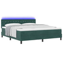 LED Box Spring Bed med madras Mørkegrøn 180 x 200 cm Fløjl