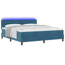LED Box Spring Bed med madras Mørk blå 180 x 200 cm Fløjl