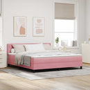 LED Box Spring Bed med madras Lyserød 180 x 200 cm Fløjl