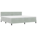 LED Box Spring Bed med madras Lysegrå 200 x 200 cm Fløjl