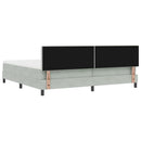 LED Box Spring Bed med madras Lysegrå 200 x 200 cm Fløjl
