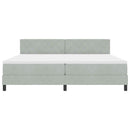 LED Box Spring Bed med madras Lysegrå 200 x 200 cm Fløjl