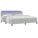 LED Box Spring Bed med madras Lysegrå 200 x 200 cm Fløjl