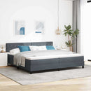 LED Box Spring Bed med madras Mørkegrå 200 x 200 cm Fløjl