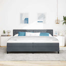 LED Box Spring Bed med madras Mørkegrå 200 x 200 cm Fløjl