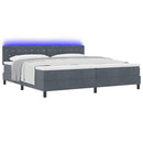 LED Box Spring Bed med madras Mørkegrå 200 x 200 cm Fløjl