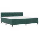 LED Box Spring Bed med madras Mørkegrøn 200 x 200 cm Fløjl