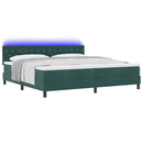 LED Box Spring Bed med madras Mørkegrøn 200 x 200 cm Fløjl