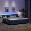 LED Box Spring Bed med hovedgærde Mørk blå 200 x 200 cm Fløjl