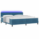 LED Box Spring Bed med hovedgærde Mørk blå 200 x 200 cm Fløjl