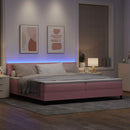LED Box Spring Bed med madras Lyserød 200 x 200 cm Fløjl