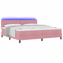 LED Box Spring Bed med madras Lyserød 200 x 200 cm Fløjl