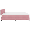 LED Box Spring Bed med madras Lyserød 200 x 200 cm Fløjl