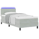 LED Box Spring Bed med hovedgærde Lysegrå 80 x 200 cm Fløjl