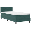 LED Box Spring Bed med madras Mørkegrøn 80 x 200 cm Fløjl
