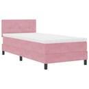 LED Box Spring Bed med hovedgærde Lyserød 80 x 200 cm Fløjl