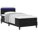 LED Box Spring Bed med madras med LED Sort 90 x 200 cm Fløjl