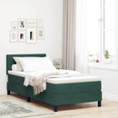 LED Box Spring Bed med madras Mørkegrøn 90 x 200 cm Fløjl