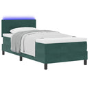 LED Box Spring Bed med madras Mørkegrøn 90 x 200 cm Fløjl