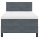 LED Box Spring Bed med madras Mørkegrå 100 x 200 cm Fløjl