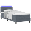 LED Box Spring Bed med madras Mørkegrå 100 x 200 cm Fløjl