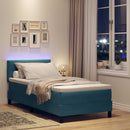 LED Box Spring Bed med hovedgærde Mørk blå 100 x 200 cm Fløjl