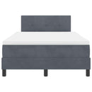 LED Box Spring Bed med madras Mørkegrå 120 x 190 cm Fløjl