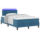 LED Box Spring Bed med hovedgærde Blå 120 x 190 cm Fløjl
