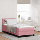 LED Box Spring Bed med hovedgærde Lyserød 120 x 190 cm Fløjl