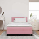 LED Box Spring Bed med hovedgærde Lyserød 120 x 190 cm Fløjl