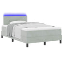 LED Box Spring Bed med madras Lysegrå 120 x 200 cm Fløjl