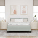 LED Box Spring Bed med madras Lysegrå 140 x 190 cm Fløjl