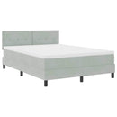 LED Box Spring Bed med madras Lysegrå 140 x 190 cm Fløjl