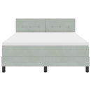 LED Box Spring Bed med madras Lysegrå 140 x 190 cm Fløjl