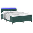 LED Box Spring Bed med madras Mørkegrøn 140 x 190 cm Fløjl