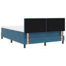 LED Box Spring Bed med madras Mørk blå 140 x 190 cm Fløjl